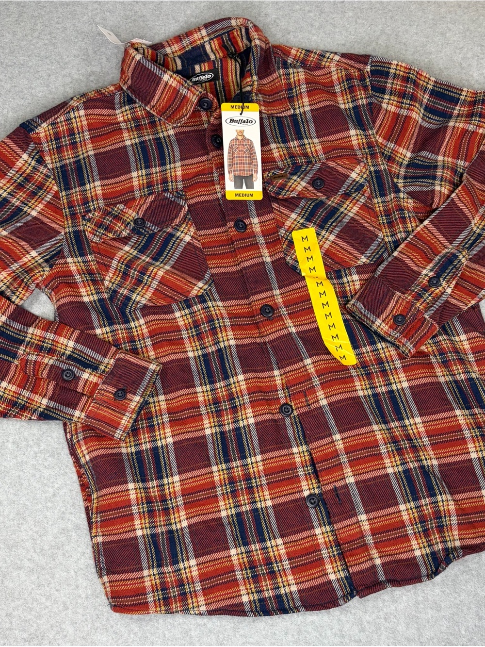 Buffalo Jeans Orange & Navy Plaid Button-Up Shirt